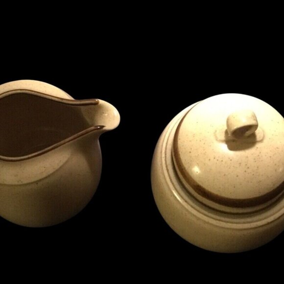 Homespun Made In Japan Tan And Brown Sugar And Creamer Farmcore Cottagecore - Picture 2 of 5